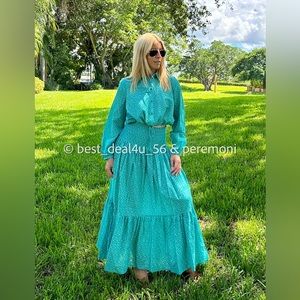 NWT Zara Women's Smocked Waist Long Printed Alice Skirt (XL)